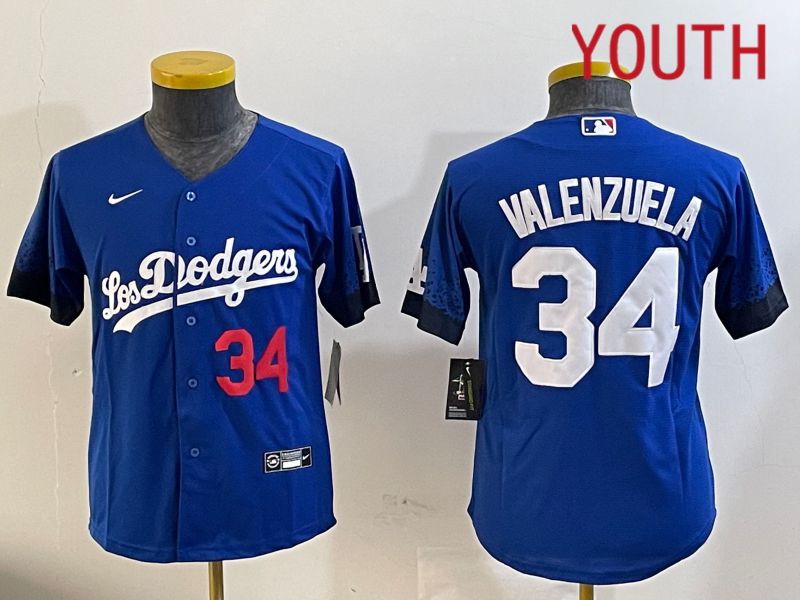 Youth Los Angeles Dodgers #34 Valenzuela 2024 blue jersey 2024112002->youth mlb jersey->Youth Jersey